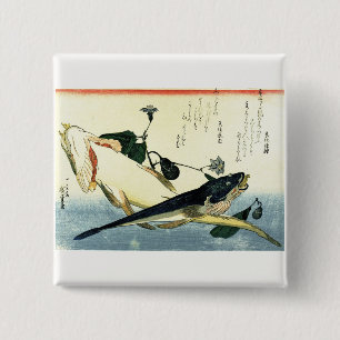 Kochi (Bartail Flathead) Hiroshige's Japanese Fish Button