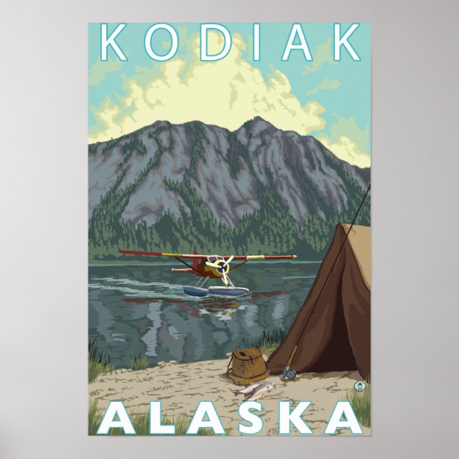 Kodiak, AlaskaBush Plane Fishing Poster (Front)