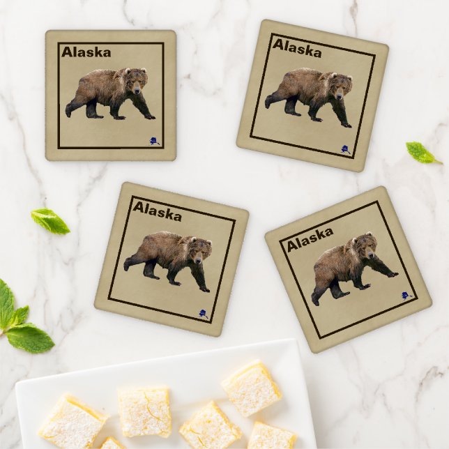 Kodiak Bear Coaster Set (In Situ)