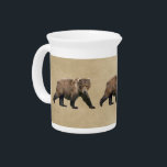 Kodiak Bear Drink Pitcher<br><div class="desc">A digital painting of a Kodiak Bear on a neutral parchment, or old paper, background. The Kodiak Bear (Ursus arctos middendorffi), a subspecies of the brown, or grizzly, bear are the world's largest bears. A full grown male can be over ten feet tall when upright on his hind legs and...</div>