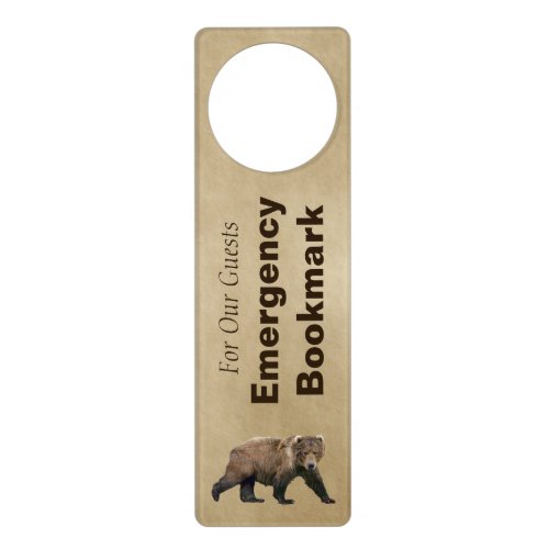 Kodiak Bear Emergency Bookmark Door Hanger