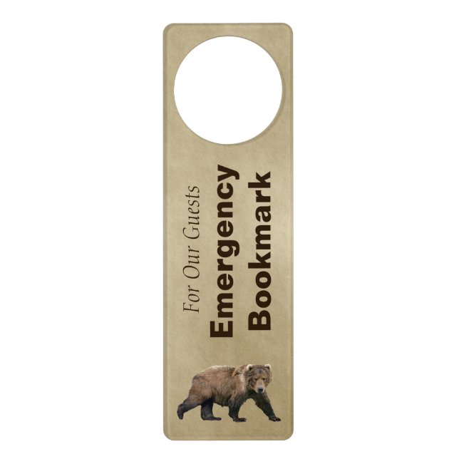 Kodiak Bear Emergency Bookmark Door Hanger (Front)