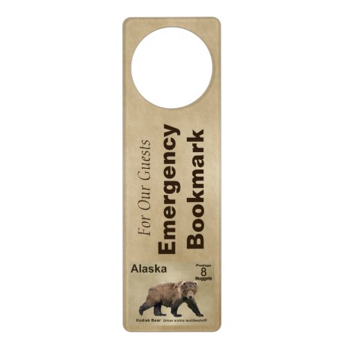 Kodiak Bear Emergency Boolmark Door Hanger