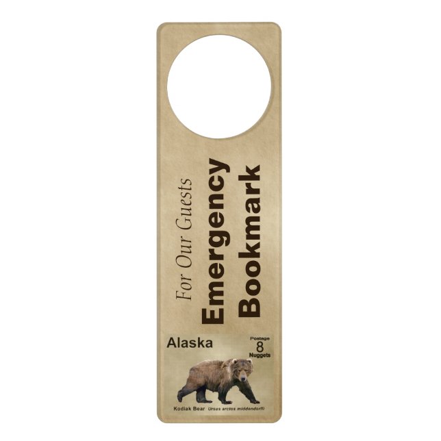 Kodiak Bear Emergency Boolmark Door Hanger (Front)