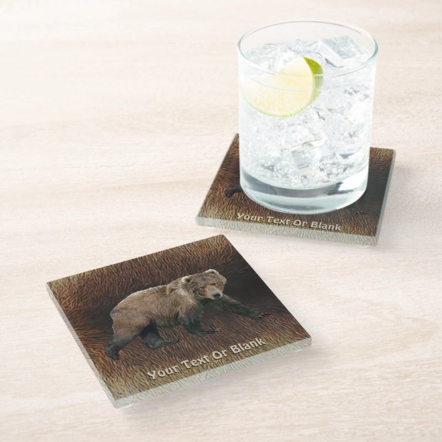 Kodiak Bear Glass Coaster (Angled)