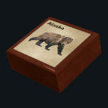 Kodiak Bear Keepsake Box<br><div class="desc">Features a digital painting of a Kodiak Bear on a neutral parchment, or old paper, background. Text reading "Alaska" also appears. The Kodiak Bear (Ursus arctos middendorffi), a subspecies of the brown, or grizzly, bear are the world's largest bears. A full grown male can be over ten feet tall when...</div>