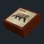 Kodiak Bear Keepsake Box<br><div class="desc">Features a digital painting of a Kodiak Bear on a neutral parchment, or old paper, background. Text reading "Alaska" also appears. The Kodiak Bear (Ursus arctos middendorffi), a subspecies of the brown, or grizzly, bear are the world's largest bears. A full grown male can be over ten feet tall when...</div>