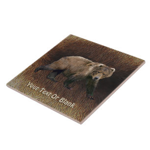 Kodiak Bear On Caribou Fur Ceramic Tile