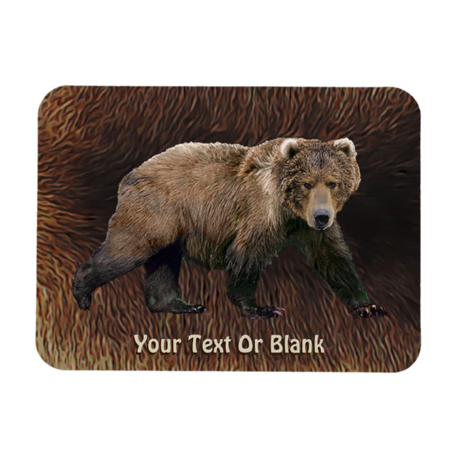 Kodiak Bear On Caribou Fur Magnet (Horizontal)