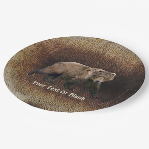 Kodiak Bear On Caribou Fur Paper Plates