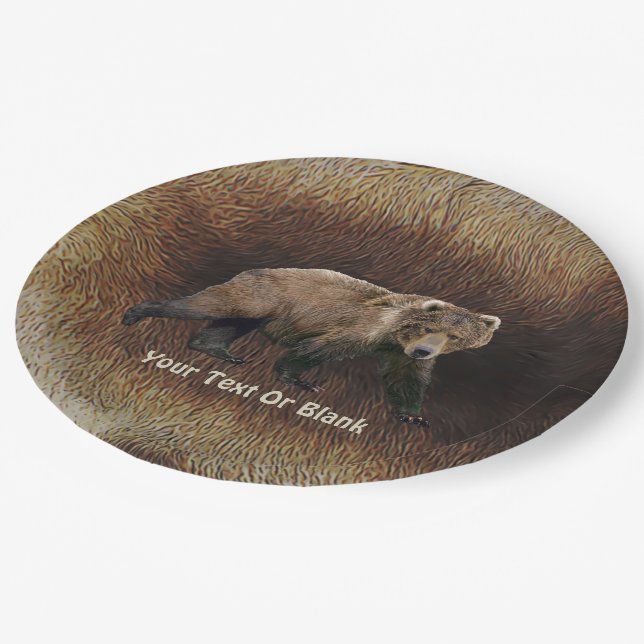 Kodiak Bear On Caribou Fur Paper Plates (Angled)