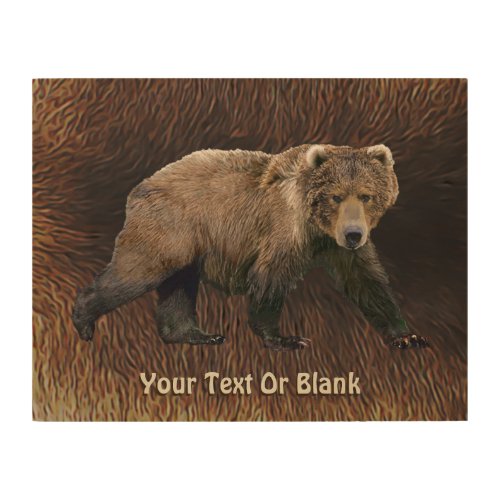 Kodiak Bear On Caribou Fur Wood Wall Art