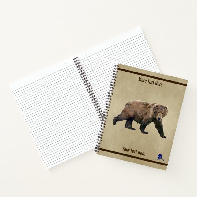 Kodiak Bear On Old Paper Notebook (Inside)