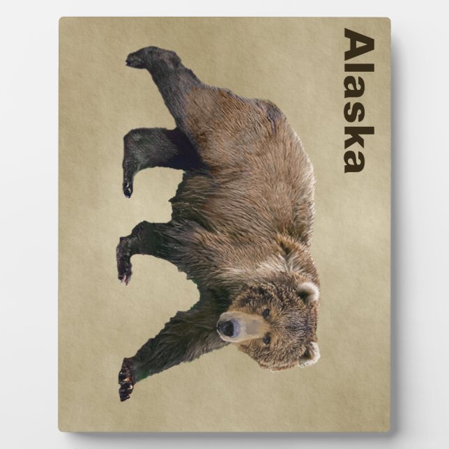 Kodiak Bear On Old Paper Plaque (Front)