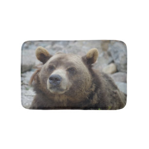 Kodiak Bear Portrait Photo With Closeup of  Face Bath Mat