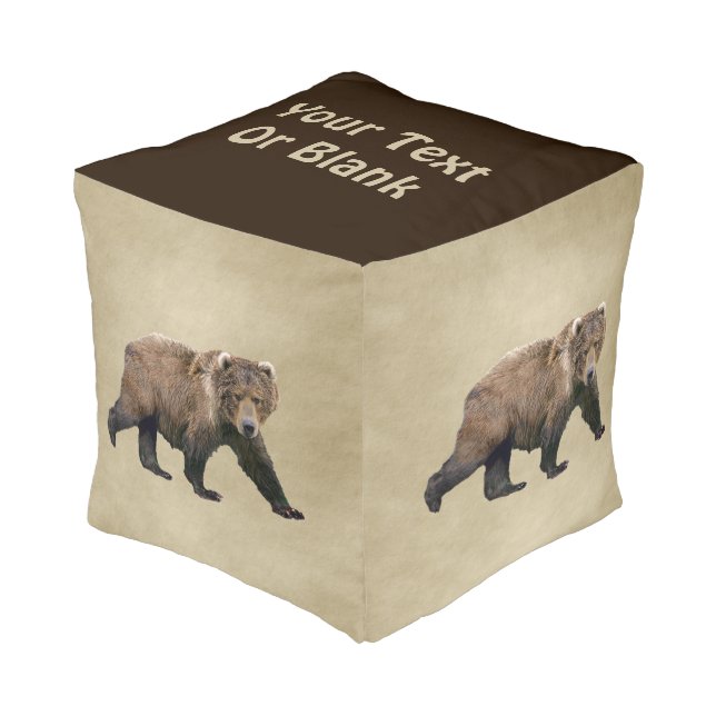 Kodiak Bear Pouf (Angled Front)