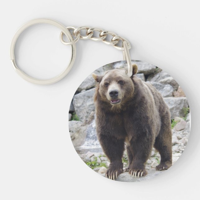 Kodiak Bear Standing on a Rock Keychain (Front)
