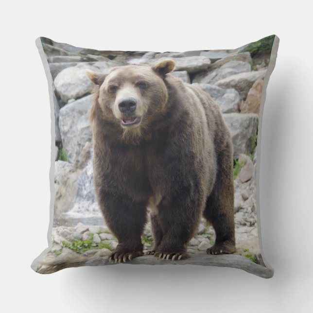 Kodiak Bear Throw Pillow (Front)