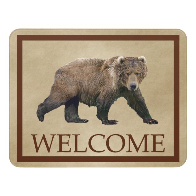 Kodiak Bear - Welcome Door Sign (Contemporary Front)