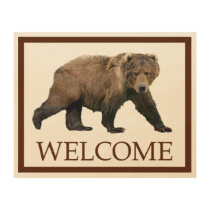 Kodiak Bear - Welcome Wood Wall Art