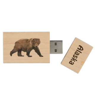 Kodiak Bear Wood USB Flash Drive