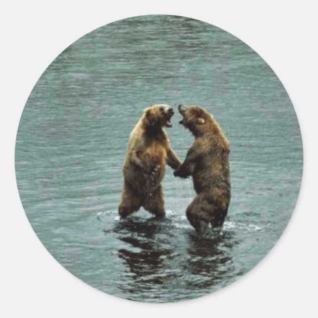 Kodiak brown bear classic round sticker (Front)