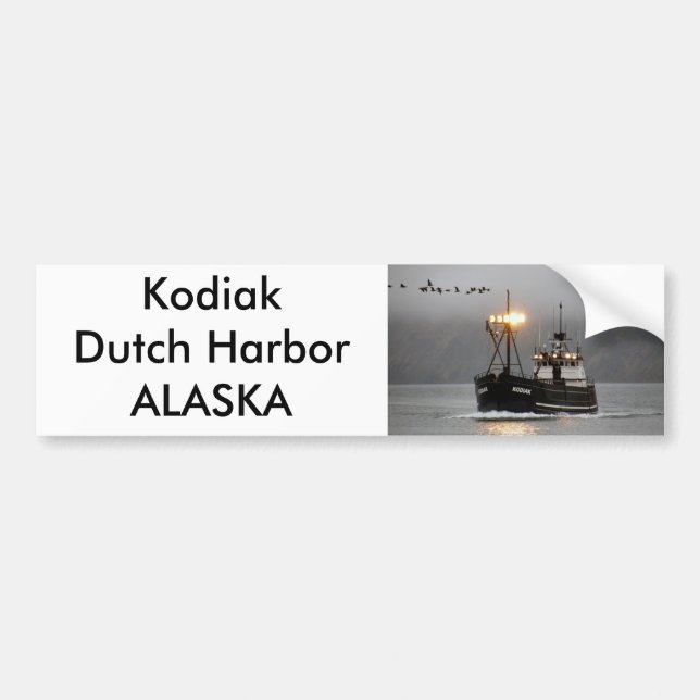 Kodiak, Crab Boat in Dutch Harbor, Alaska Bumper Sticker (Front)