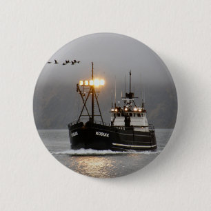 Kodiak, Crab Boat in Dutch Harbor, Alaska Button