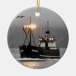 Kodiak, Crab Boat in Dutch Harbor, Alaska Ceramic Ornament
