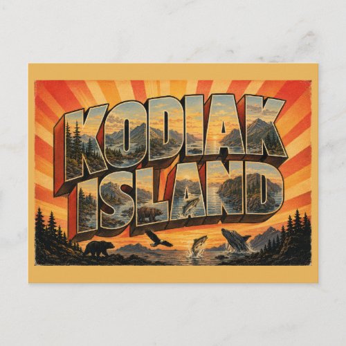 Kodiak Island Alaska Coastline Wildlife Art Postcard