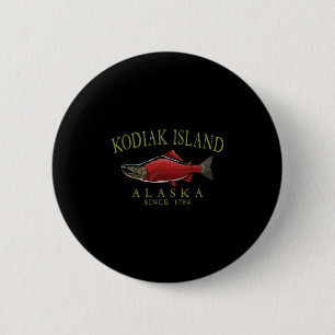 Kodiak Island Alaska Salmon Since 1784 Arched Oliv Button
