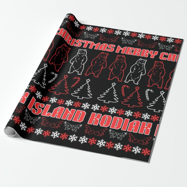 Kodiak Island Ugly Christmas Sweater Wrapping Pape Paper (Unrolled)