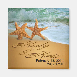 Kody & Kris Starfish Couple NAMES IN THE SAND Magnet