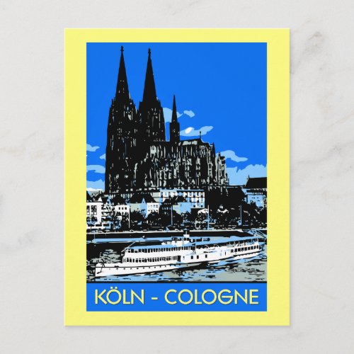 Koeln Cologne retro vintage style travel ad Postcard