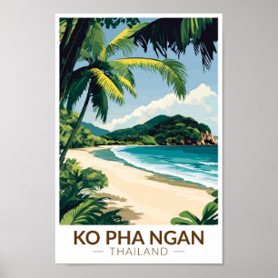 Koh Pha Ngan Thailand Travel Art Vintage Poster