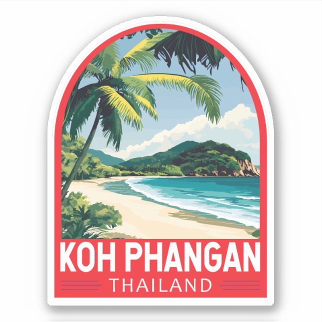 Koh Phangan Thailand Travel Art Emblem Sticker (Front)