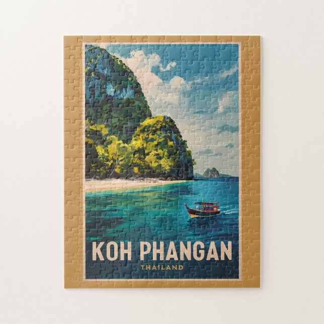 Koh Phangan Thailand Travel Art Vintage Jigsaw Puzzle (Vertical)