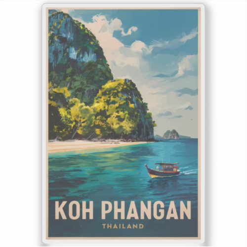 Koh Phangan Thailand Travel Art Vintage Sticker