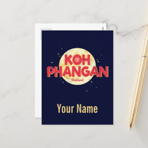 Koh Phangan with moon vintage island Thailand Holiday Postcard