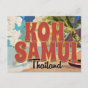 Koh Samui, Thailand Vintage Travel Poster Postcard
