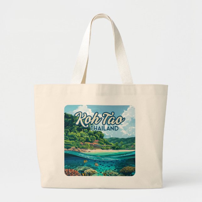 Koh Tao Thailand Asia Scuba Diving Beach Island Large Tote Bag (Front)