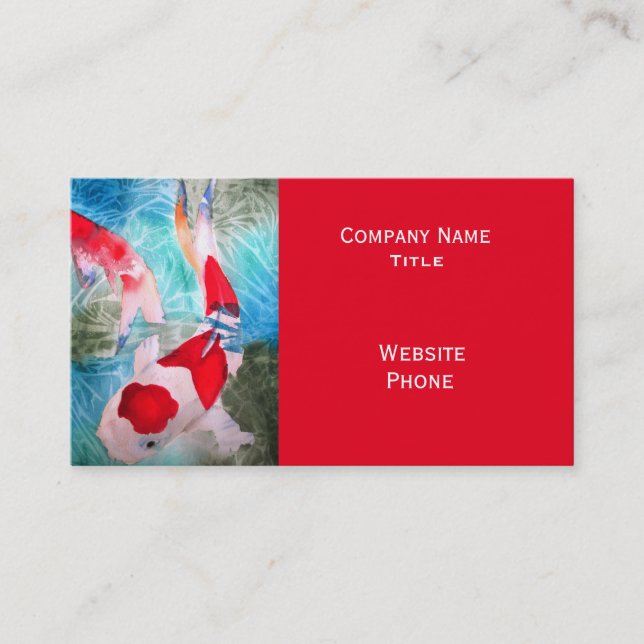 Kohaku Koi 2 Japanese Fish stylish oriental Business Card (Front)