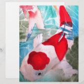 Kohaku Koi 2 Japanese watercolor fish art (Front/Back)