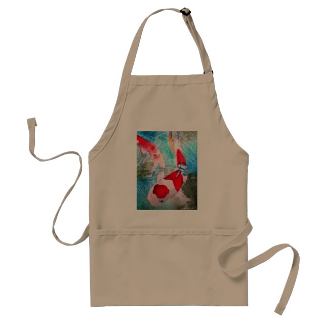 Kohaku Koi 2 Japanese watercolor fish art Adult Apron (Front)