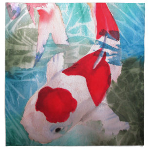 Kohaku Koi 2 Japanese watercolor fish art Napkin