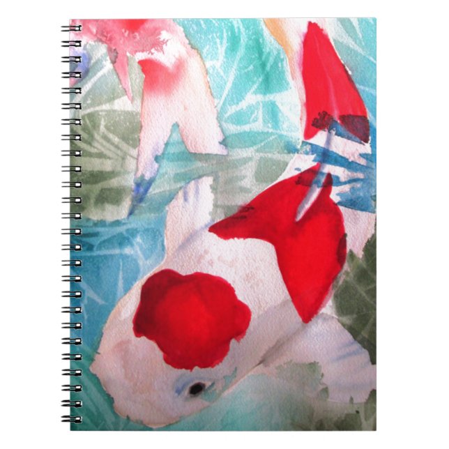 Kohaku Koi 2 Japanese watercolor fish art Notebook (Front)