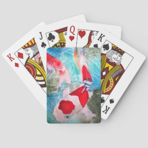 Kohaku Koi 2 Japanese watercolor fish art Poker Cards