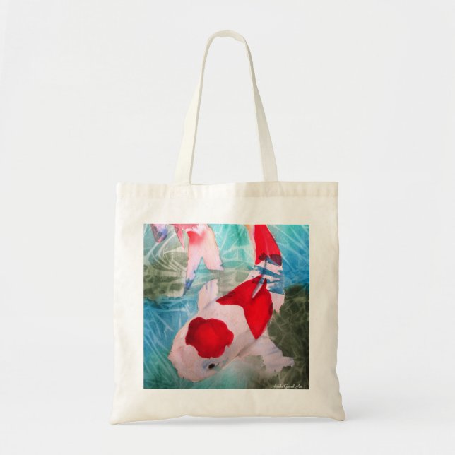 Kohaku Koi 2 Japanese watercolor fish art Tote Bag (Front)