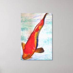 Kohaku Koi Japanese fish original watercolor art Canvas Print