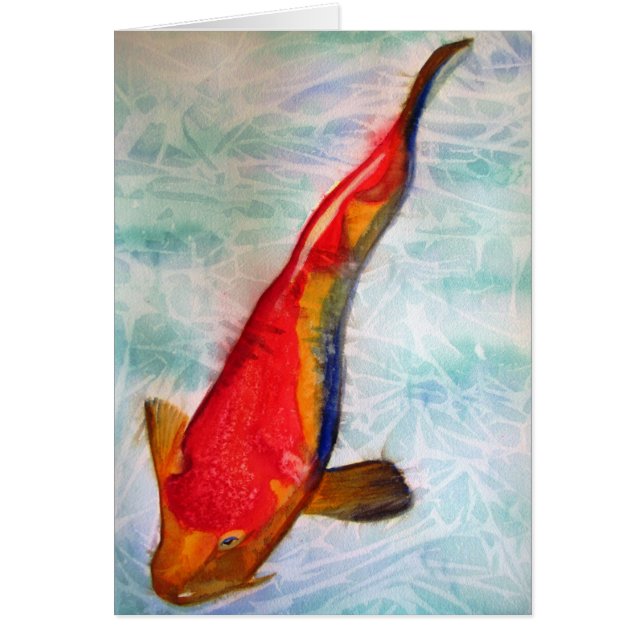 Kohaku Koi Japanese fish watercolor art (Front)